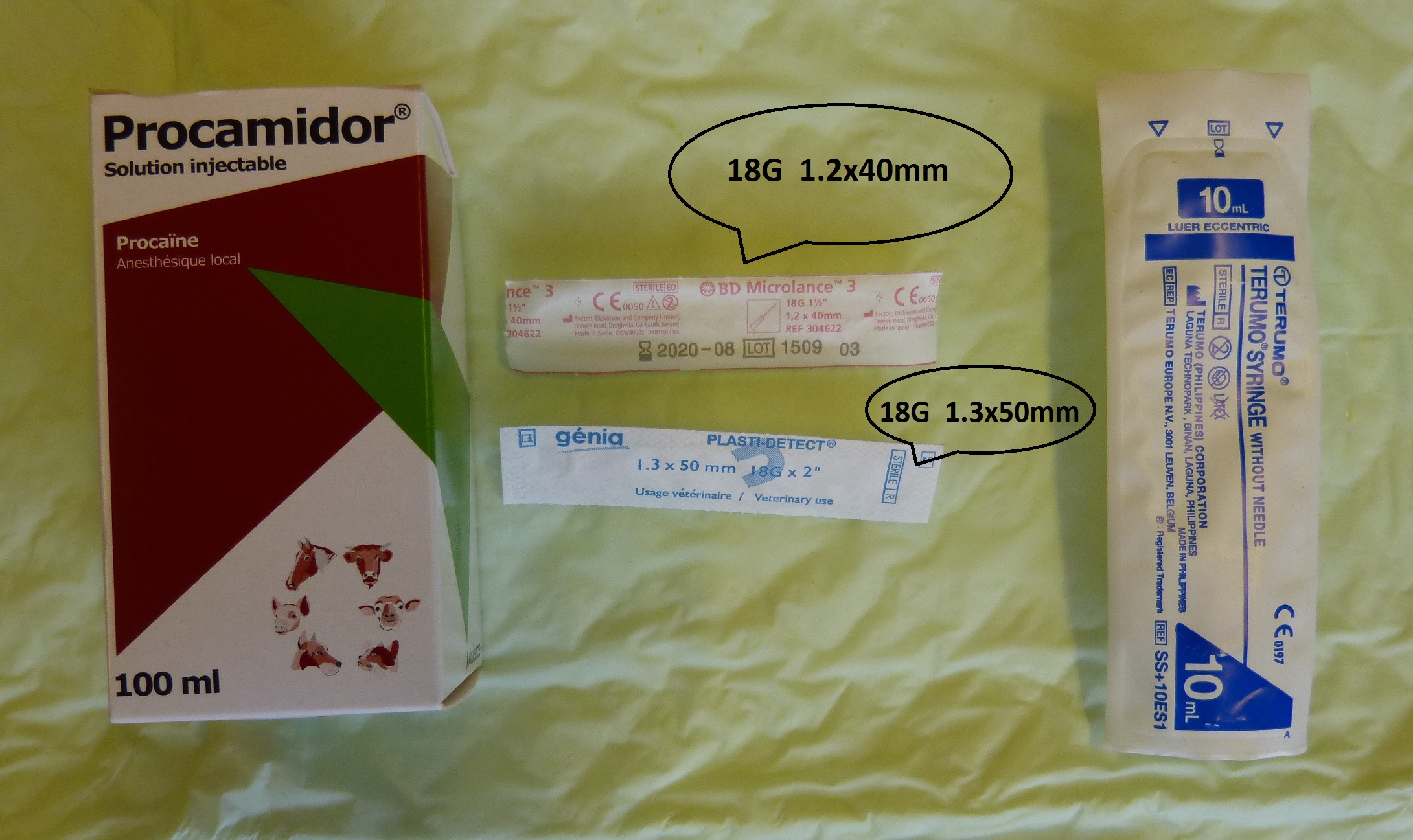 Figure 5 : Matériel utilisé lors de rachianesthésie ou d'épidurale